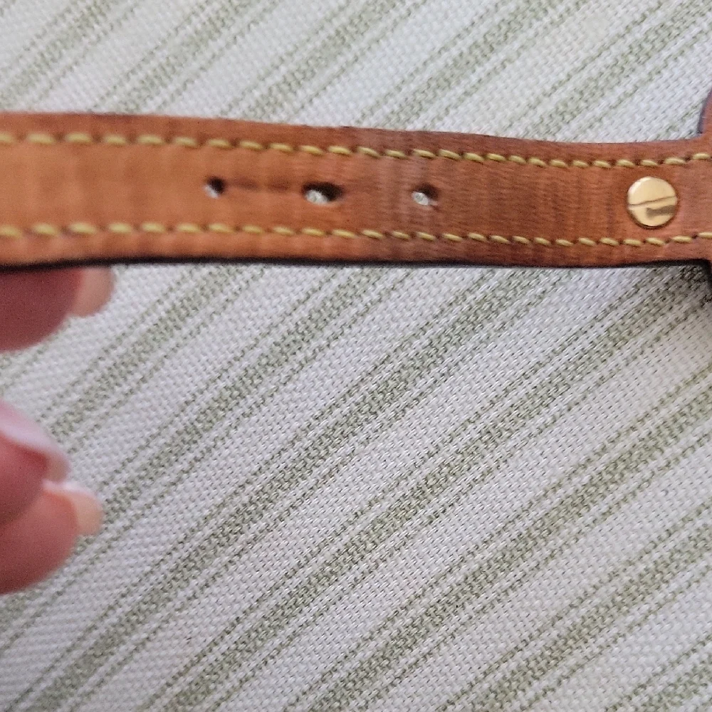 Louis Vuitton Brown Monogram Leather Bracelet with Tan Bow and Gold Hardware - Picture 7 of 9